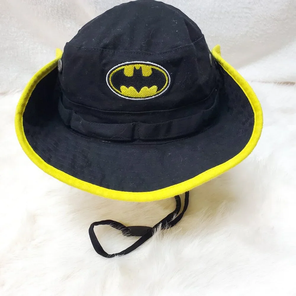 Batman Bucket Hat Round Sun Hat Shade Cap Black Yellow Kids Youth